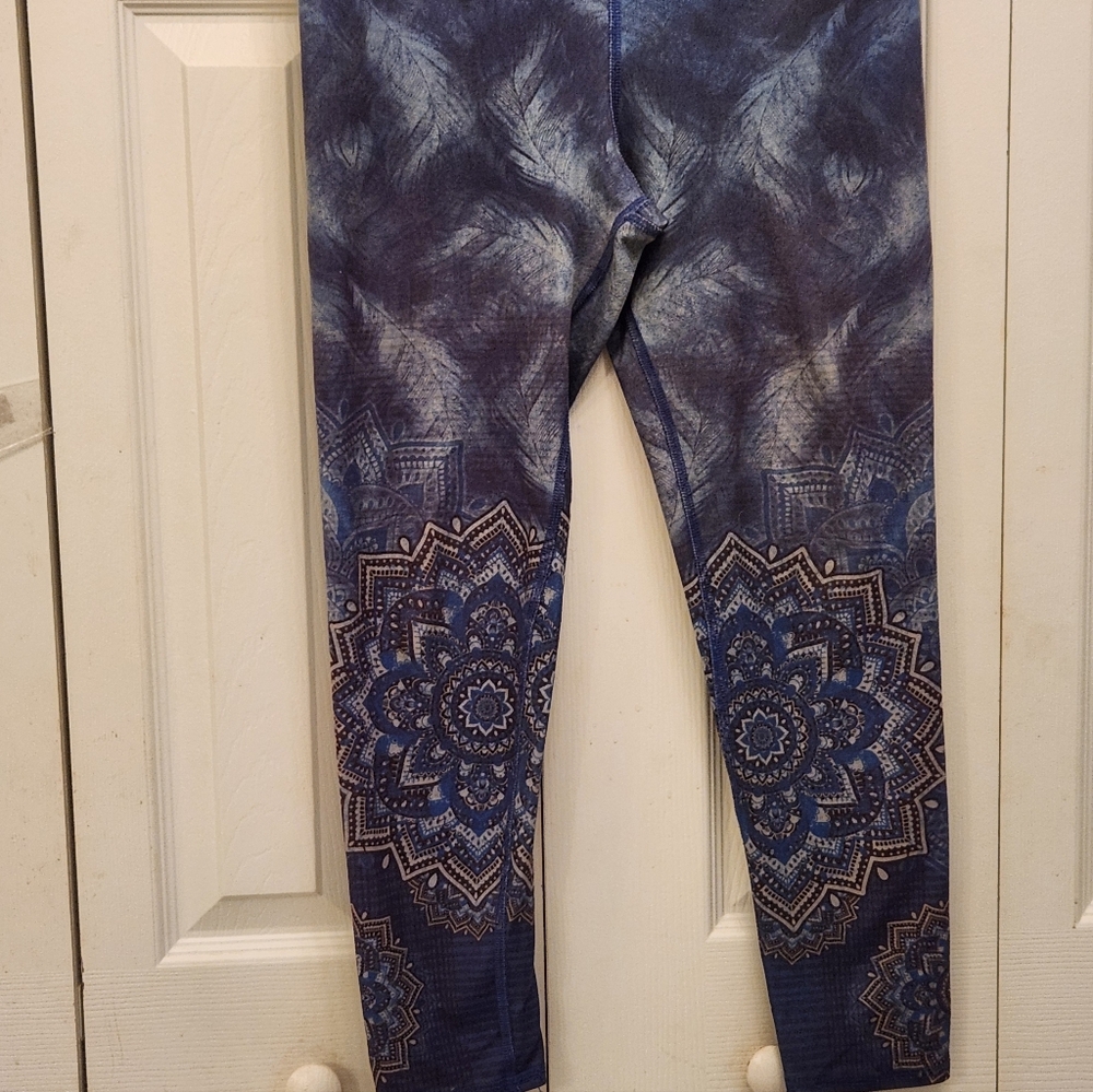 Evolution And Creation Womens Blue, Gray, Brown Patterned Leggings